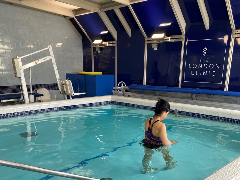 Patient in hydrotherapy pool