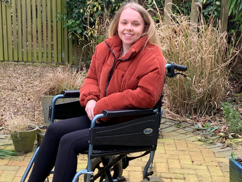 Ruby Chamberlain in her wheelchair